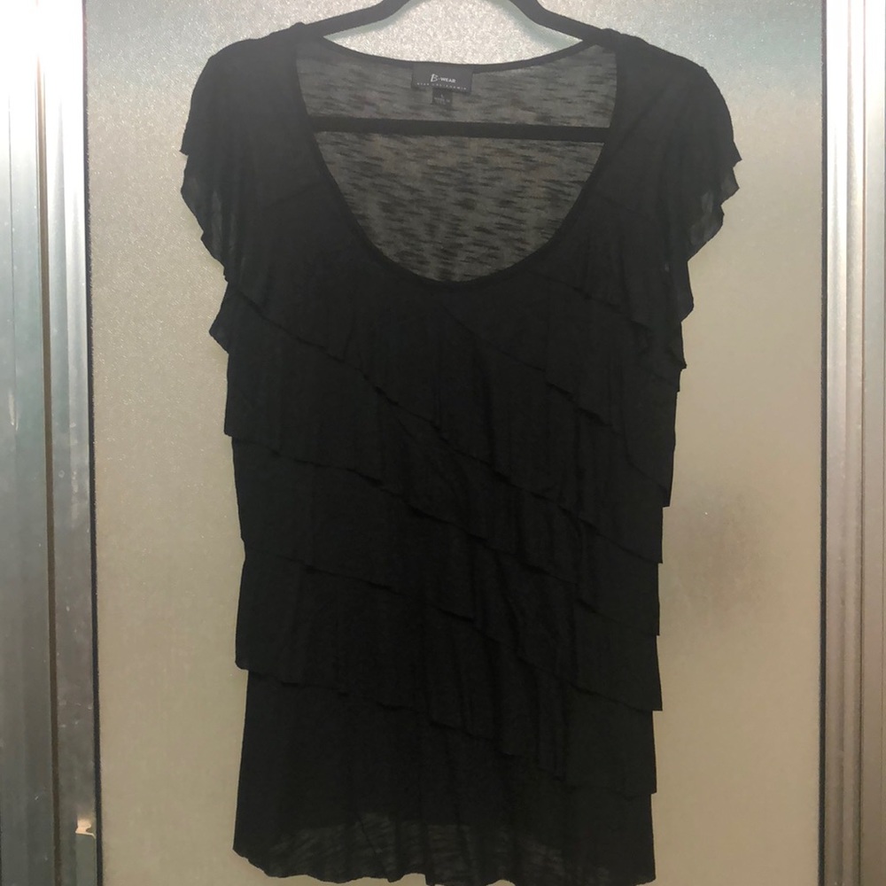 Black ruffled blouse